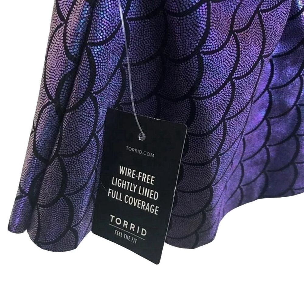 Torrid Purple Iridescent Mermaid Wireless Flounce Bikini Top Size 1 Women’s - Picture 9 of 15